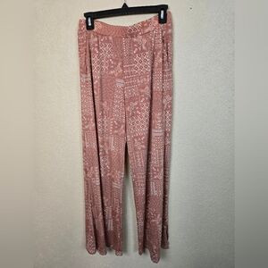 7th Ray Orange Paisley Printed Wide Leg Pants Lounge Pants Large